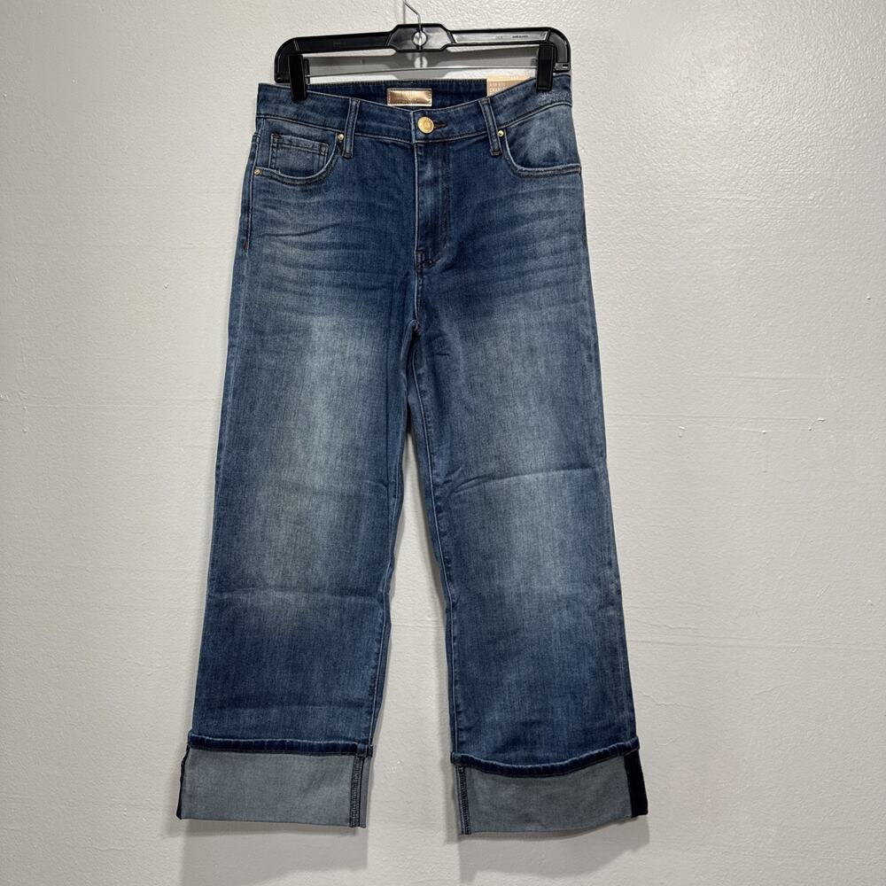 Kut From The Kloth Charlotte High Rise Wide Leg Cropped Jeans 4in Roll Up Size 4